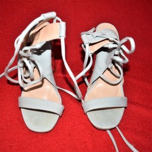 JACOBIES 6.5 | Baby Blue & Silver Lace-Up Heels